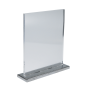 Countertop poster holder with metal base and acrylic poster pocket