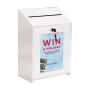 White suggestion box with lock and A5 poster holder