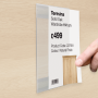 Self adhesive ticket holders are perfect for displaying prices