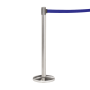 Retractable Queue Barriers with chrome posts and blue belts