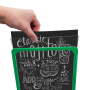 The showcard stands are available with optional chalkboard inserts
