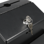 Lockable metal donation box supplied with 2 keys and wall fixings