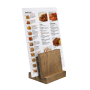 This wooden stand can be used with menus wider than the plinth itself