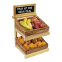 Chalkboard basket display with acrylic riser support