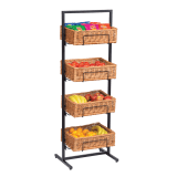 Four Tier Floor Standing Wicker Basket Display