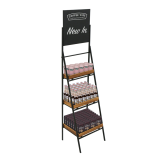 Folding Ladder Shelf Stand With Chalkboard Header