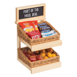 Wooden Basket Display with Chalkboard