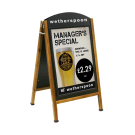 Freestanding chalkboard sign with custom poster and branding