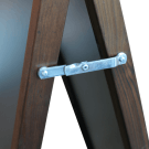 Wooden pavement sign with a hinge for easy foldaway storage