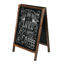 Wooden A Board Poster Holder Dark Oak with inbuilt chalkboard