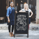 Update your outdoor blackboard quickly using liquid chalk pens