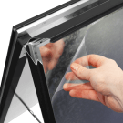 Black A Board with a snap frame opening mechanism