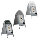 Rounded A Boards in white. black and grey colours