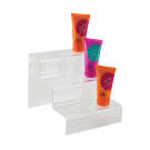 Three step display stand for displaying smaller products