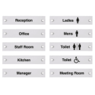 Clear acrylic door signs including office sign and toilet door sign