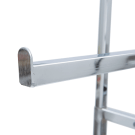 Raised edges at the end of each rail prevents clothes hangers falling