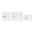 Each face is either a 1/3 A4, A5 or A6 paper size