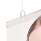 Triangular plastic poster hangers to fit binding bar poster grippers