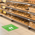 Vinyl floor stickers from UK POS are ideal for social distancing graphics