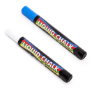 Liquid chalk markers in blue or white