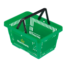 Plastic shopping baskets available with custom branding