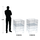 Retail wire dump bins in rectangular or square designs