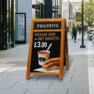 Chalkboard A Frame for displaying promotional messages to passersby