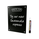 Window chalkboard with white chalk pen for handwritten messages