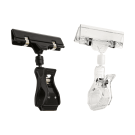 Clip on ticket holder available in clear and black plastic