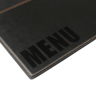 Menu cover with modern glossy print on the front cover