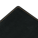 Black faux leather drinks menu cover with contrasting stitching