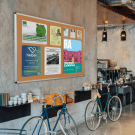 A cork notice board is great for use in public areas