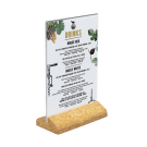 Cork Base Sign Holder displaying a wine menu