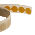 Clear adhesive dots for securing point of sale displays