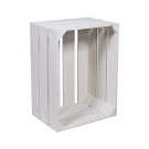White display crate placed on one side
