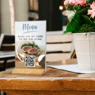 Menu holder with QR code menu insert