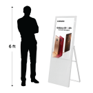 Our freestanding digital signage is just over five feet high