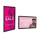 Wall mounted digital advertising screen in portrait or landscape