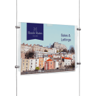 Acrylic window display pockets for a rod or cable poster display