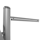Banner display stand with brochure shelves and modular design