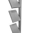 Aluminium banner stand with detachable steel brochure shelves