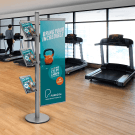 Modular banner and brochure stand with optional printed banner