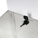 Free standing donation box with lock and header