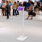 Floorstanding tablet stand at an exhibition