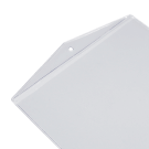 Plastic card sleeves with triangular header and hole