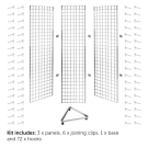 Grid mesh triangular display stand with hooks kit