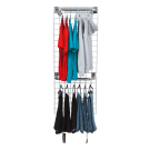 Grid wall hanging display kit with rails for wall mounted fashion displays