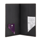 The Contemporary Faux Leather Bill Presenter includes several pockets