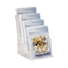 Clear styrene tiered leaflet holder for multipurpose fixing