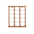 Wooden leaflet display with 15 pockets